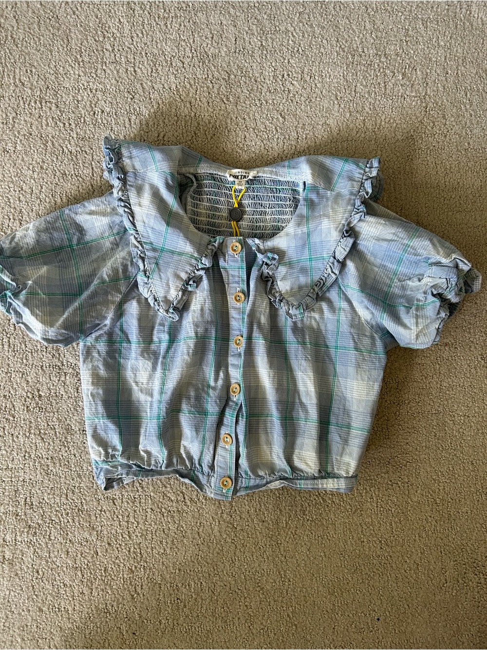 finding foxtale girls wide collar plaid blouse 10 fall